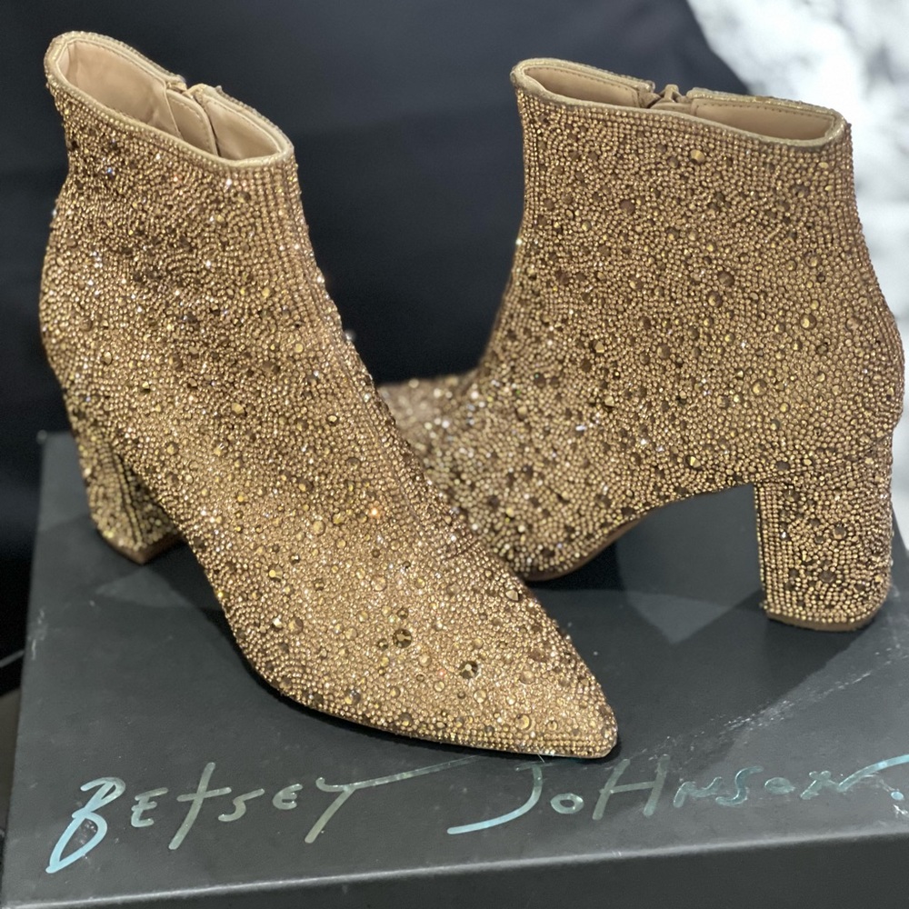 Betsy Johnson Gold Sequin Booties